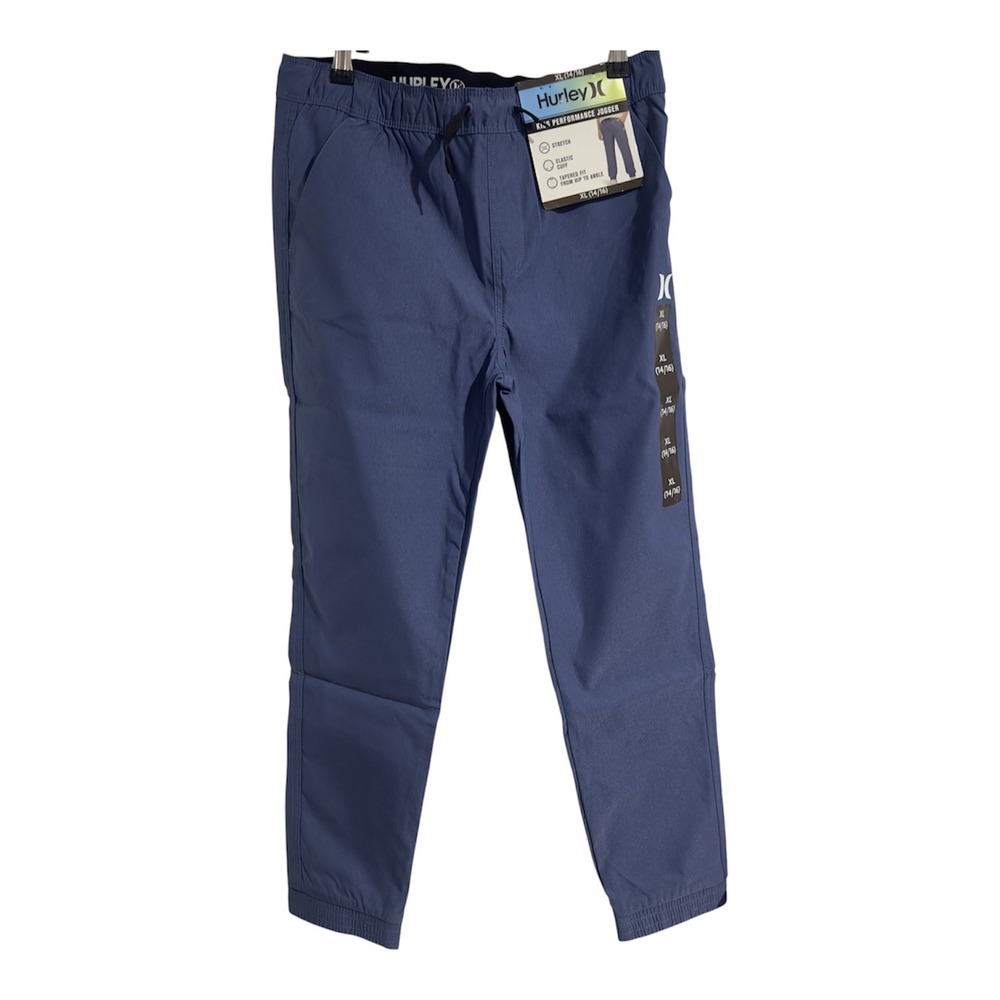 Hurley Kids Performance Jogger Pants Blue Tapered Fit Stretch XL 14/16 NEW